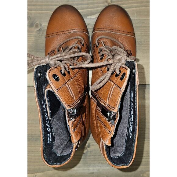 Clarks leather lace up boots ladies size 7.5M caramel brown  side zip - Picture 10 of 12